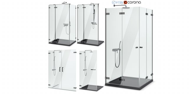 cabin showers radaway arta black set 104 3D Model .c4d .max .obj .3ds .fbx .stl .blend 