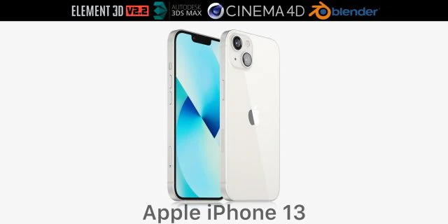 apple iphone 13 starlight 3D Model .c4d .max .obj .3ds .fbx .stl .blend 