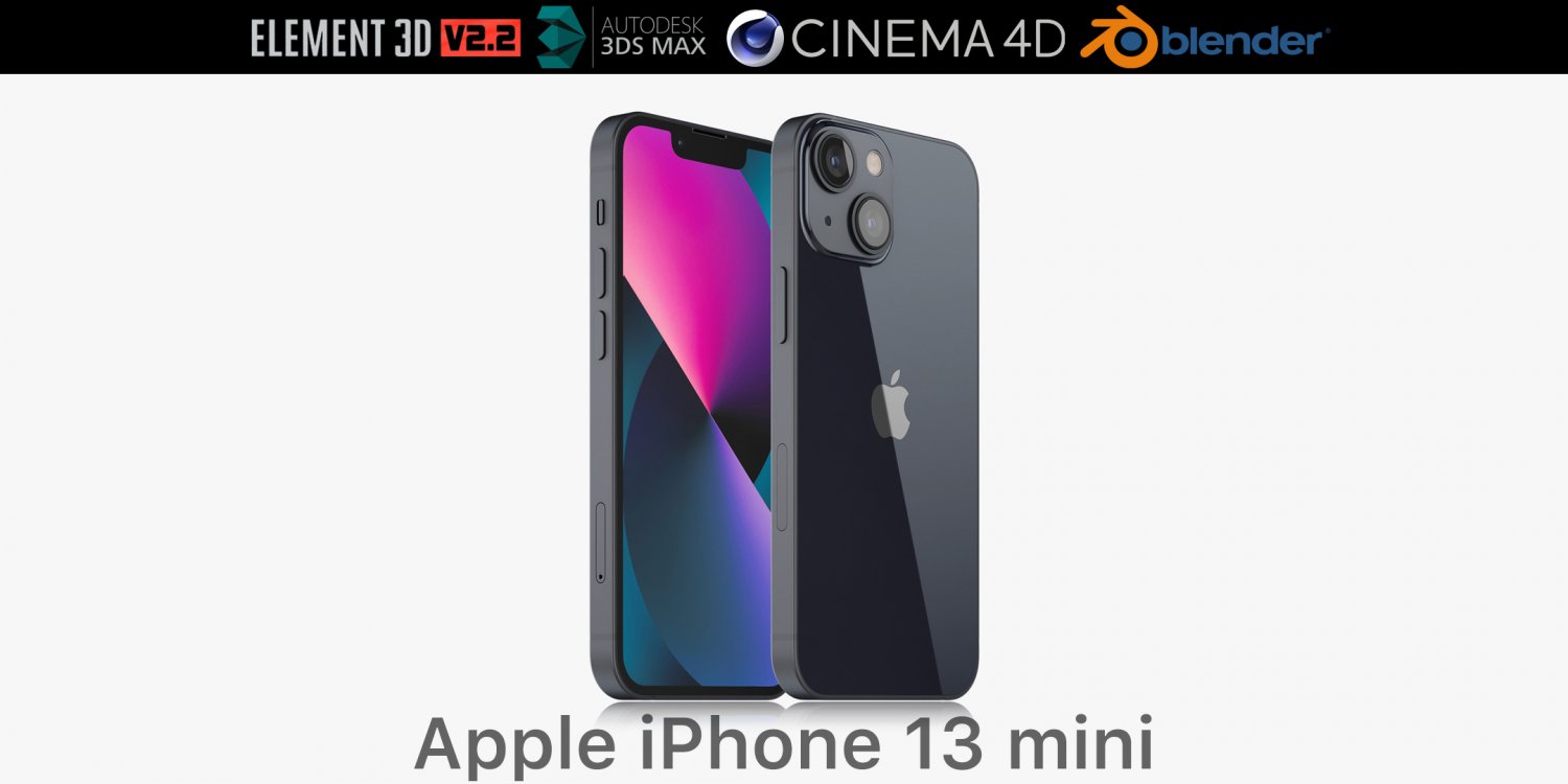 apple iphone 13 mini midnight 3D Модель in Телефоны 3DExport