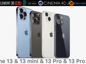 apple iphone 13 mini and 13 and 13 pro and 13 pro max 3D 模型