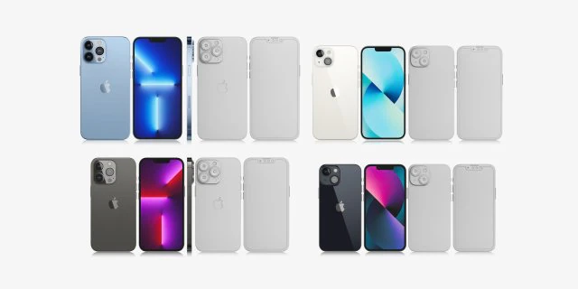 3d print apple iphone 13 collection 3D Model .c4d .max .obj .3ds .fbx .stl .blend 