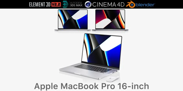 apple macbook pro 16-inch 2021 3D Model .c4d .max .obj .3ds .fbx .stl .blend