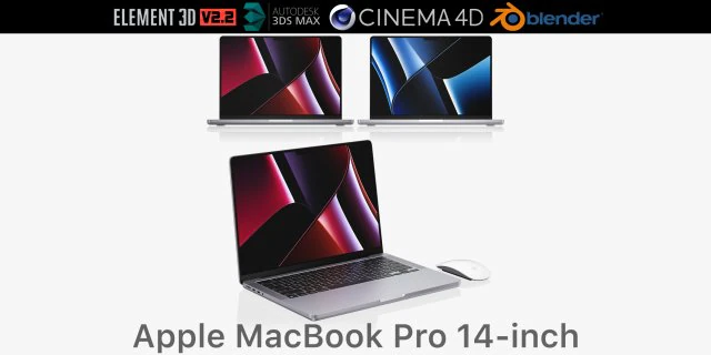 apple macbook pro 14-inch 2021 3D Model .c4d .max .obj .3ds .fbx .stl .blend 