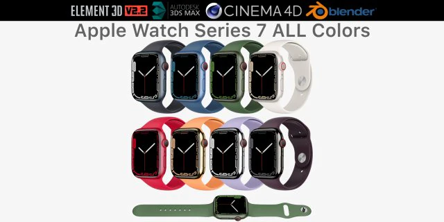 apple watch series 7 all colors 3D Model .c4d .max .obj .3ds .fbx .stl .blend 