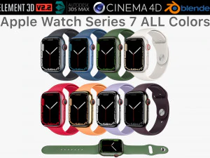 ऐप्पल वॉच सीरीज़ 7 सभी रंग 3D मॉडल