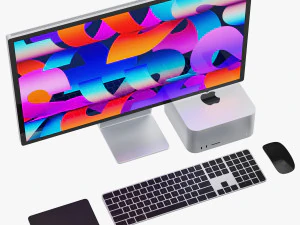 Apple Studio Display and Mac studio full set 3D Model
