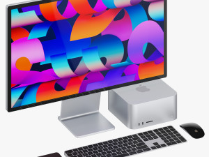 Apple Studio Display and Mac studio full set 3Dモデル