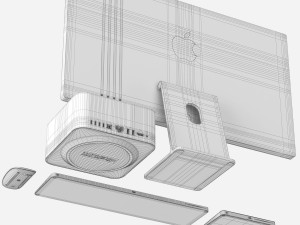 Apple Studio Display and Mac studio full set 3Dモデル