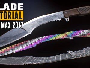 Blade modeling uv unwrapping baking pbr texturing - 3ds max 2017 3D Tutorials