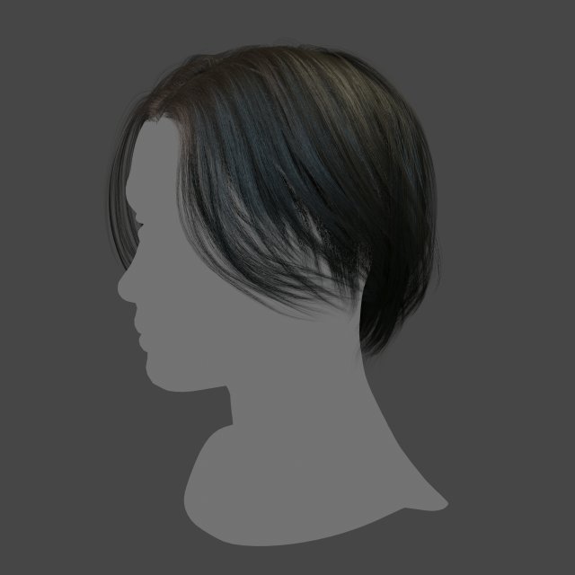 real-time low poly hair 3D Model .c4d .max .obj .3ds .fbx .stl .blend 