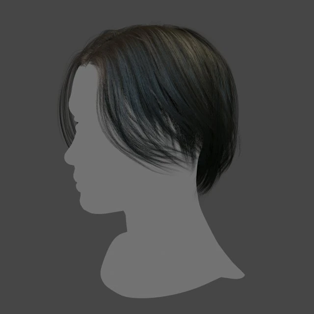 real-time low poly hair 3D Model .c4d .max .obj .3ds .fbx .stl .blend