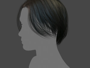 real-time low poly hair 3D Model
