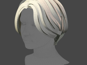 real-time low poly hair 3D Model