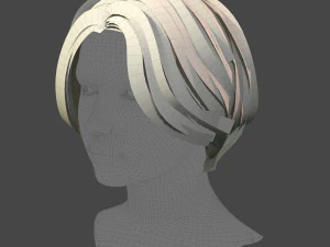 real-time low poly hair 3D Model