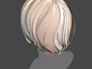 real-time low poly hair 3D Model