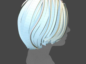 real-time low poly hair 3D Model