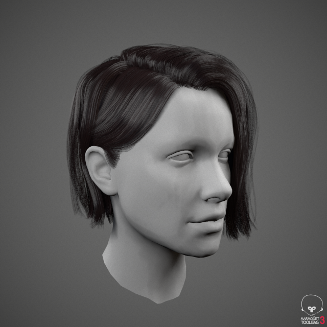 low poly realistic realtime hair 3D Model .c4d .max .obj .3ds .fbx .stl .blend 
