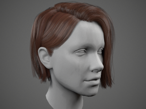 low poly realistic realtime hair 3D Model