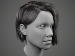 low poly realistic realtime hair 3D Model