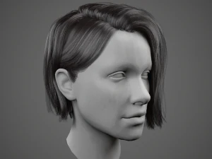 low poly realistic realtime hair 3D Model
