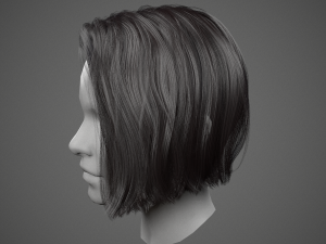 low poly realistic realtime hair 3D Model