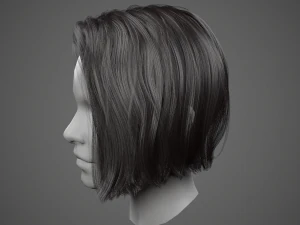 low poly realistic realtime hair 3D Model