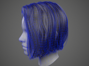 low poly realistic realtime hair 3D Model