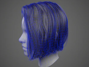 low poly realistic realtime hair 3D Model