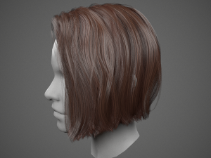 low poly realistic realtime hair 3D Model