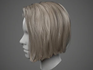 low poly realistic realtime hair 3D Model