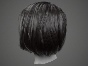 low poly realistic realtime hair 3D Model