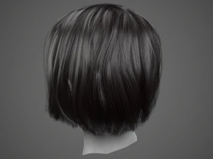 low poly realistic realtime hair 3D Model
