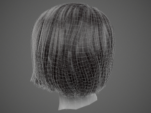 low poly realistic realtime hair 3D Model
