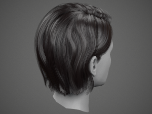 low poly realistic realtime hair 3D Model