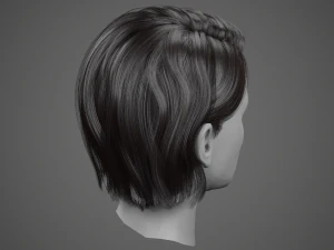 low poly realistic realtime hair 3D Model