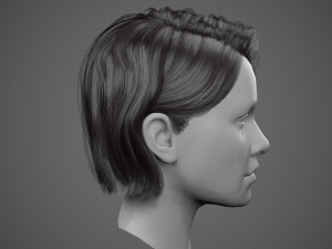 low poly realistic realtime hair 3D Model