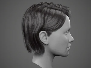 low poly realistic realtime hair 3D Model