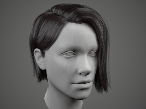 low poly realistic realtime hair 3D Model