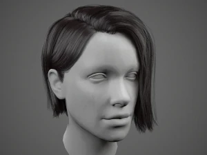 low poly realistic realtime hair 3D Model
