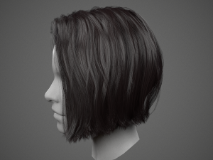 low poly realistic realtime hair 3D Model