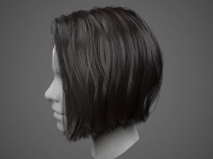 low poly realistic realtime hair 3D Model