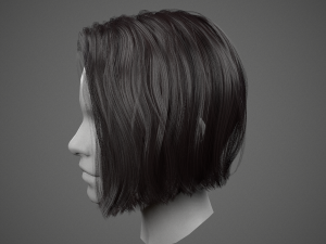 low poly realistic realtime hair 3D Model