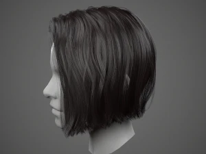low poly realistic realtime hair 3D Model