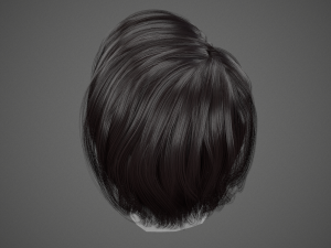 low poly realistic realtime hair 3D Model