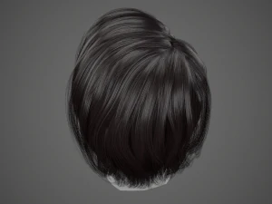 low poly realistic realtime hair 3D Model