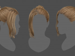 low poly realistic realtime hair 3D Model in Other 3DExport
