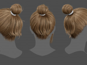 realtime realistic bun hairstyle Modello 3D