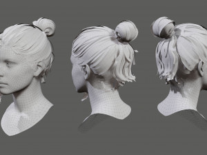 realtime realistic bun hairstyle Modello 3D