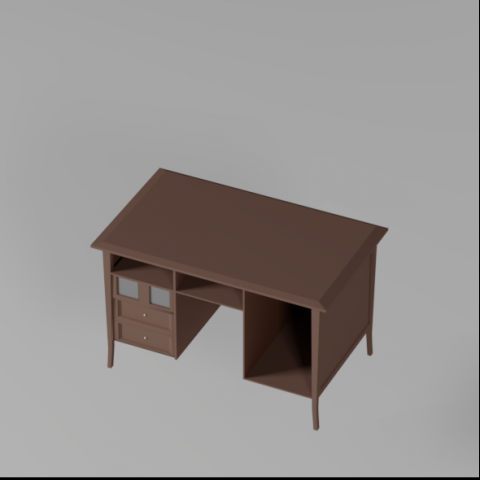 traditional classic desk lowpoly Modelo 3D .c4d .max .obj .3ds .fbx .stl .blend 