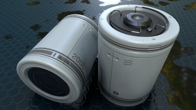 sci-fi barrel white game-ready pbr 3D Model .c4d .max .obj .3ds .fbx .stl .blend 